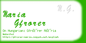 maria gfrorer business card